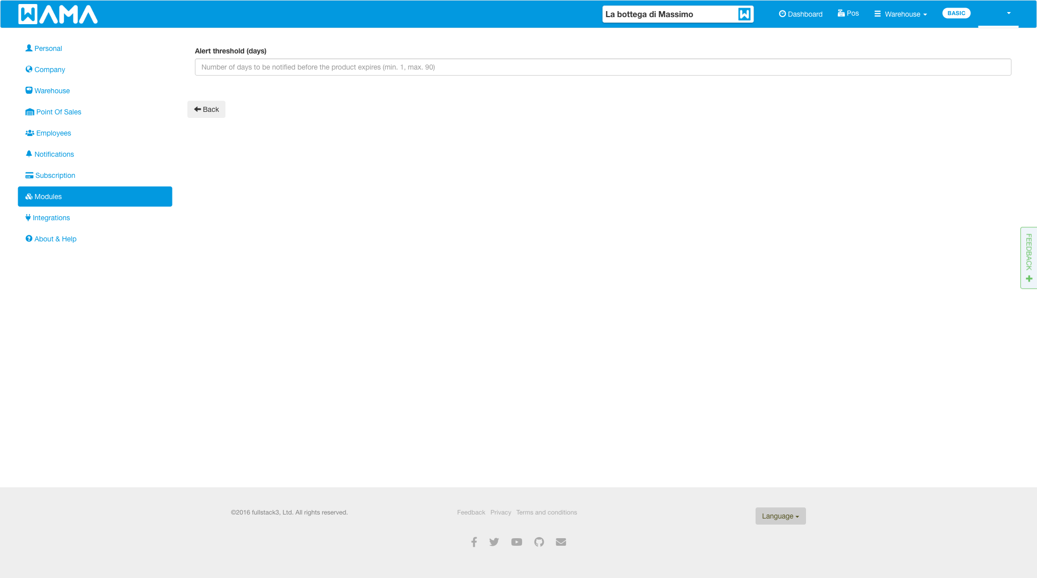 Expiry dates module settings